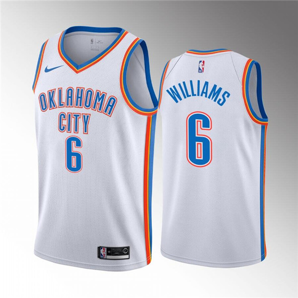 Men's White Oklahoma City Thunder #6 Jaylin Williams Association Edition Stitched Basketball Jersey